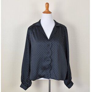 Topshop Polka Dot Scallop Blouse  NEW - 10